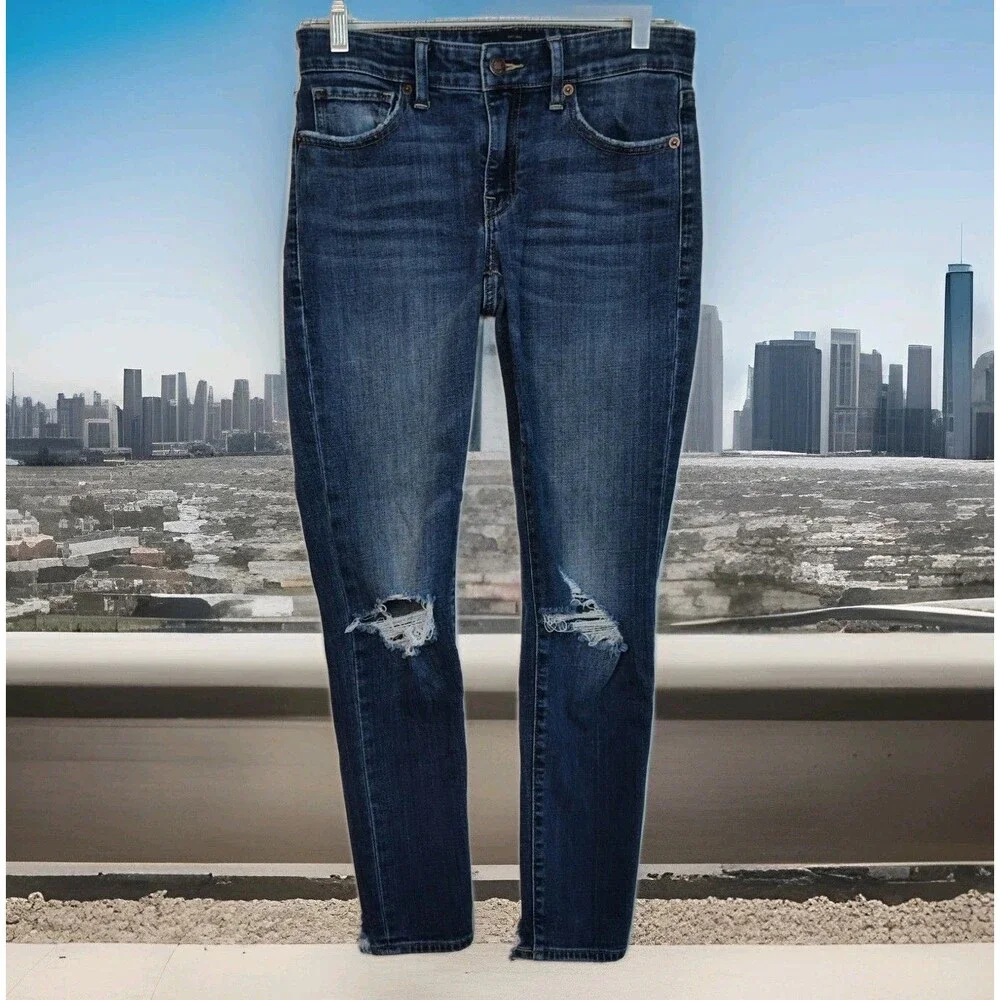 Lucky Brand Stella Skinny Cropped Women's Jeans, Size 2‎ / 26, Distressed, Blue